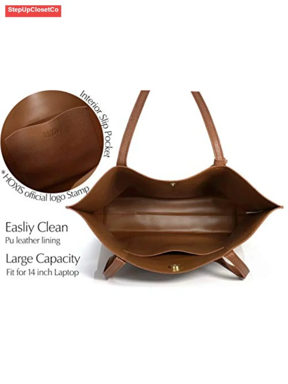 Minimalist Clean Cut Pebbled Faux Leather Tote Women's Shoulder Handbag